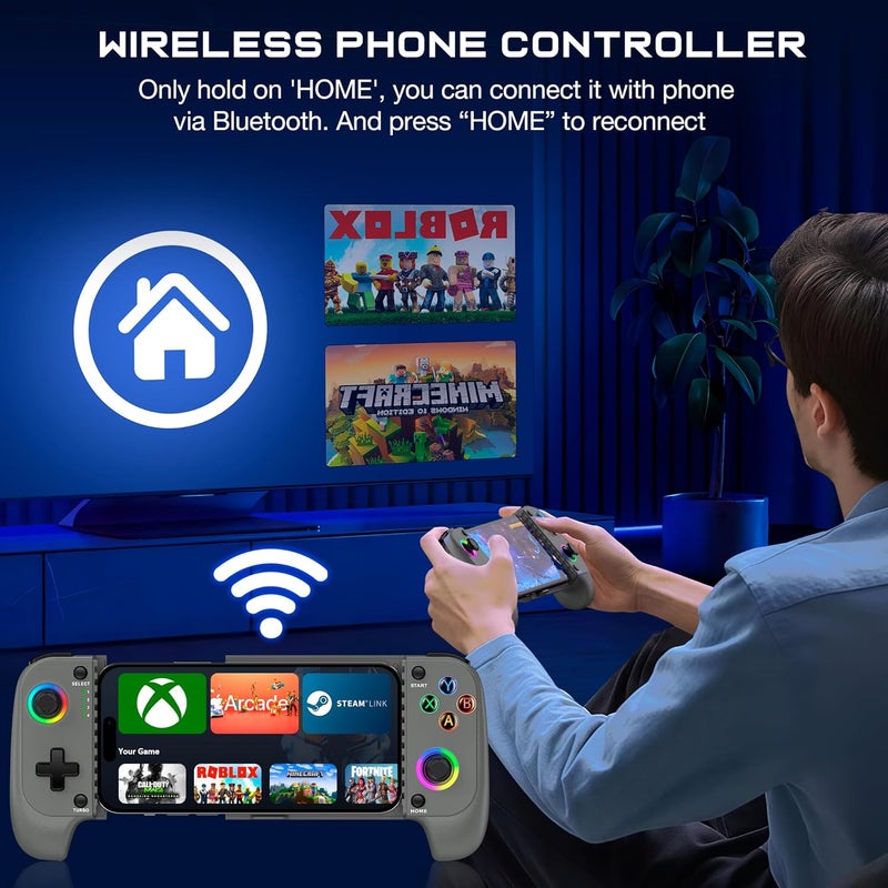 KICKDOT Wireless Phone Controller for iPhone/Android with Hall Joystick, Mobile Gaming Controller for iOS Support Xbox Cloud, Steam Link, GeForce Now, MFi Aple Arcade, Call of Duty, Roblox - Image 5